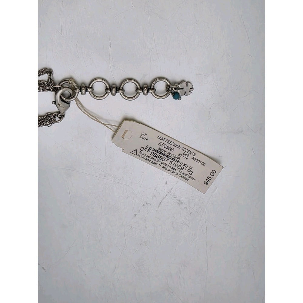 New! LUCKY BRAND Multi-Strand Silver Tone Faux Turquois Beaded Necklace MSRP $45 - Picture 5 of 6